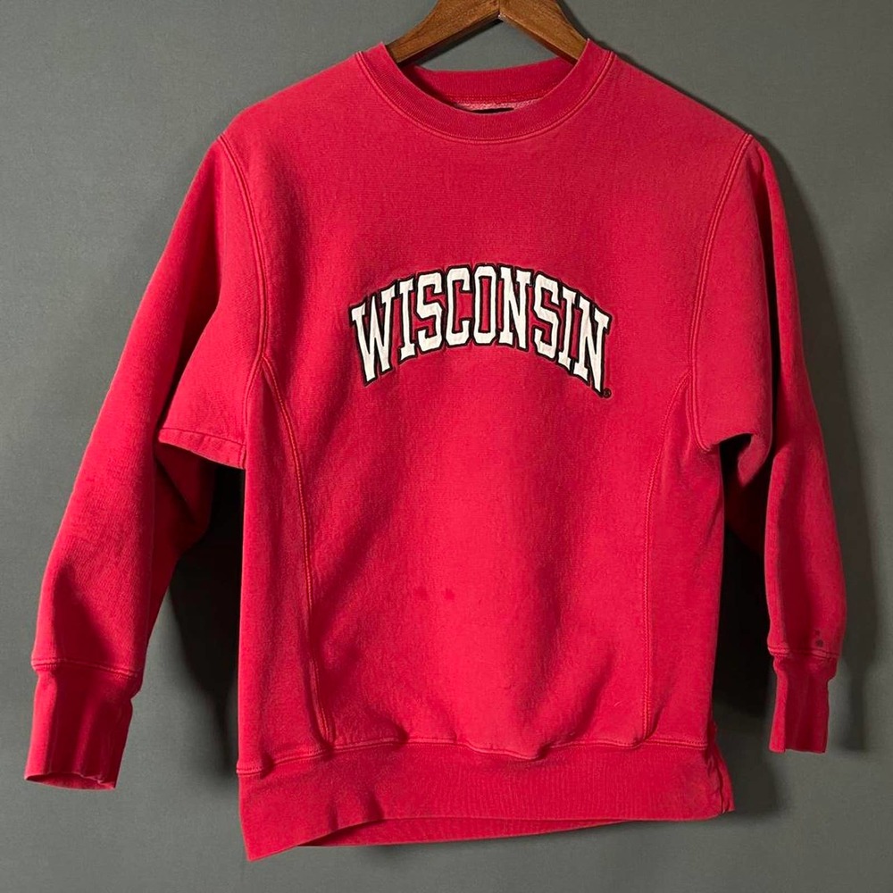 Vintage wisconsin pullover crewneck sweater red